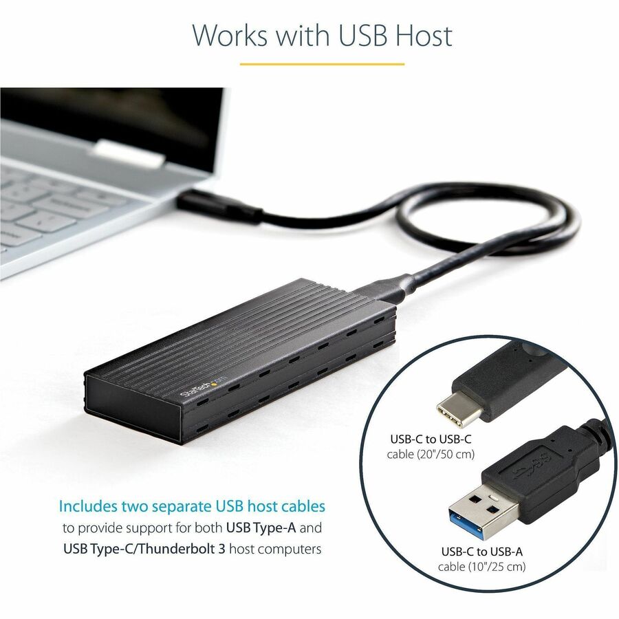 StarTech.com USB-C 10Gbps to M.2 NVMe or M.2 SATA SSD Enclosure, Portable M.2 PCIe/SATA SSD Aluminum Enclosure, USB-C & USB-A Host Cables StarTech.com USB-C 10Gbps to M.2 NVMe or M.2 SATA SSD Enclosure, Portable M.2 PCIe/SATA SSD Aluminum Enclosure, USB-C & USB-A Host Cables